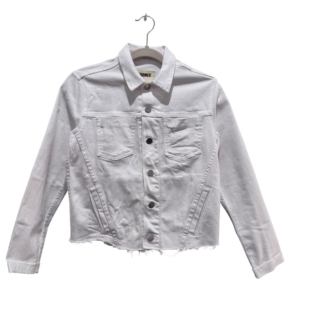 NWT L'Agence Janelle Cropped Slim-Fit Jean Jacket Casual Denim Blanc White Sz S - Picture 6 of 16